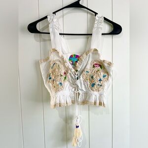Beatnik Philosophy Tank top BOHO Babydoll size S cream